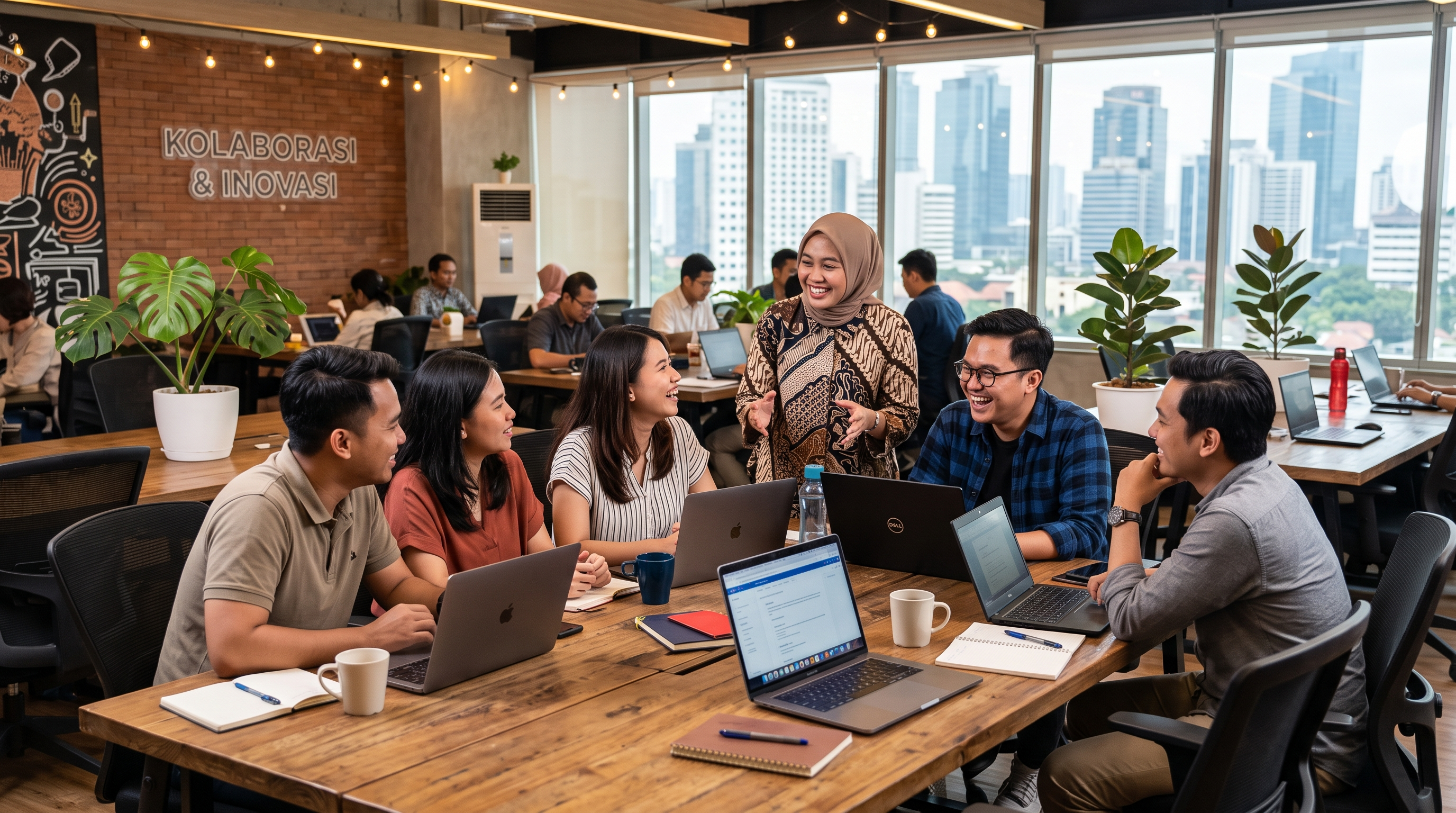 Tim JavaMifi berkolaborasi di kantor